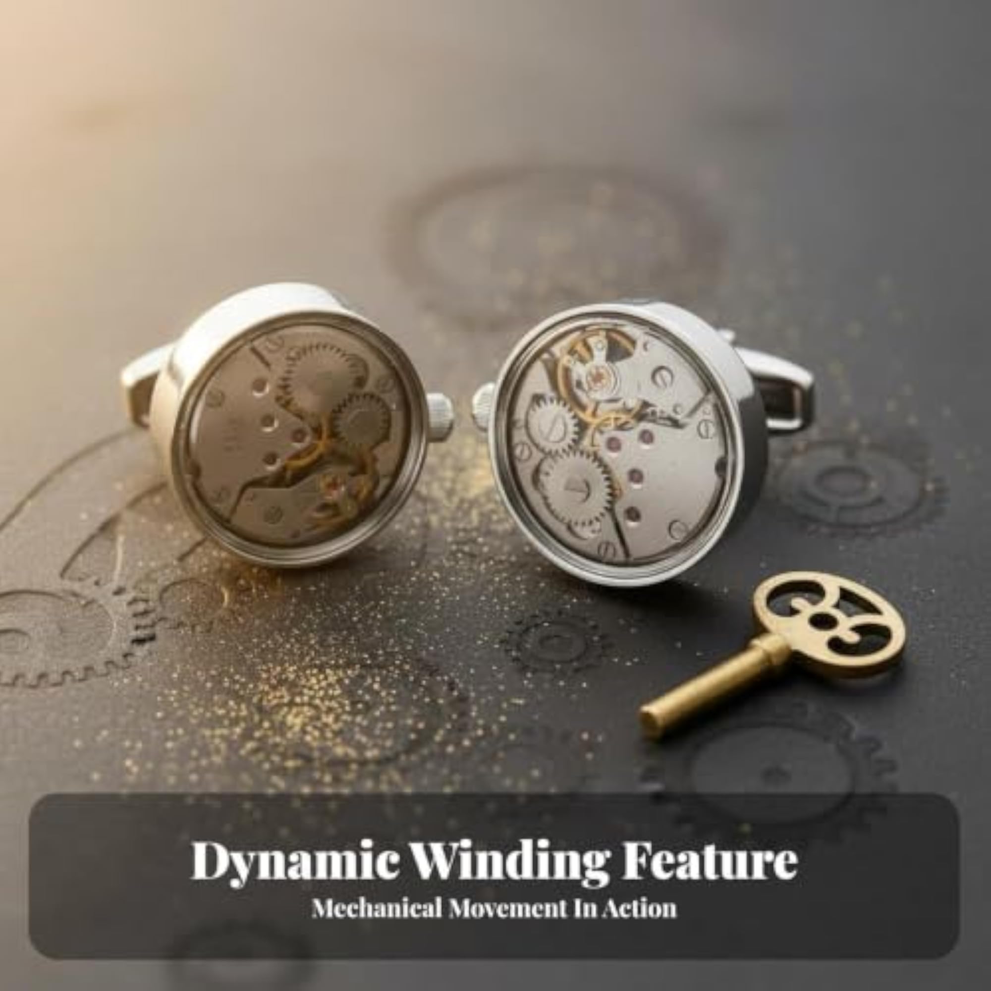 Mechanical Watch Movement Cufflinks for Formal Events